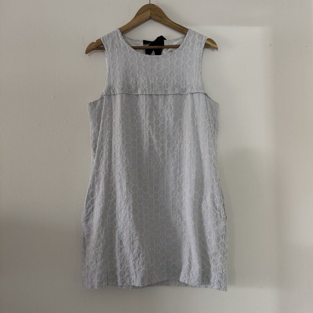 J. Crew Sz 10 Short Cotton Mini Dress Embroidered Coquette Feminine Coastal